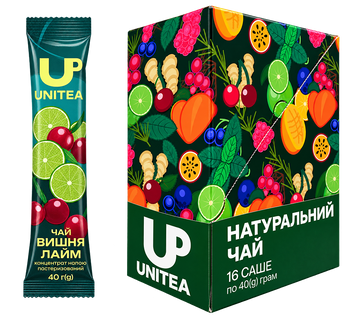 Концентрат напитка Вишня-лайм ТМ UNITEA 1 САШЕ 40г (16шт/уп)