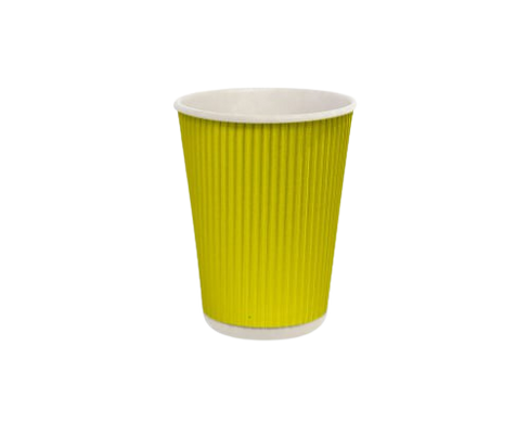 185 мл. стакан двухслойный гофрированный желтый (25 шт/рук) Кр-69