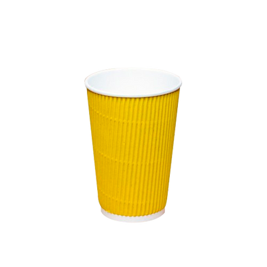 500 мл. стакан двухслойный гофрированный желтый (25 шт/рук) КР-90